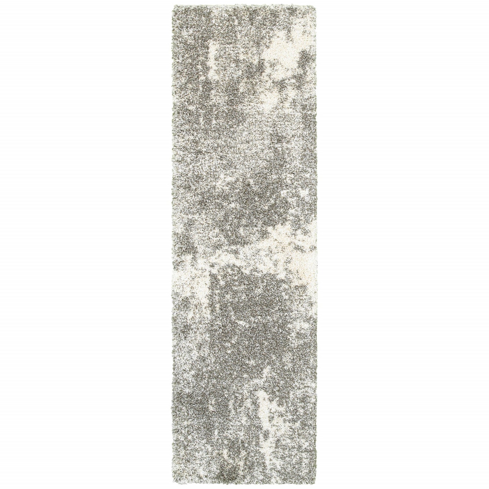 2’ X 3’ Gray And Ivory Distressed Abstract Scatter Rug