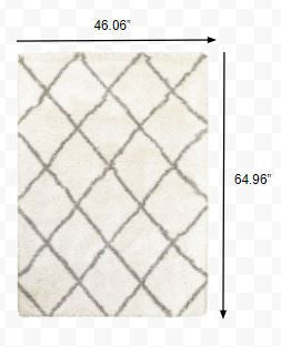 2’ X 3’ Ivory And Gray Geometric Lattice Scatter Rug