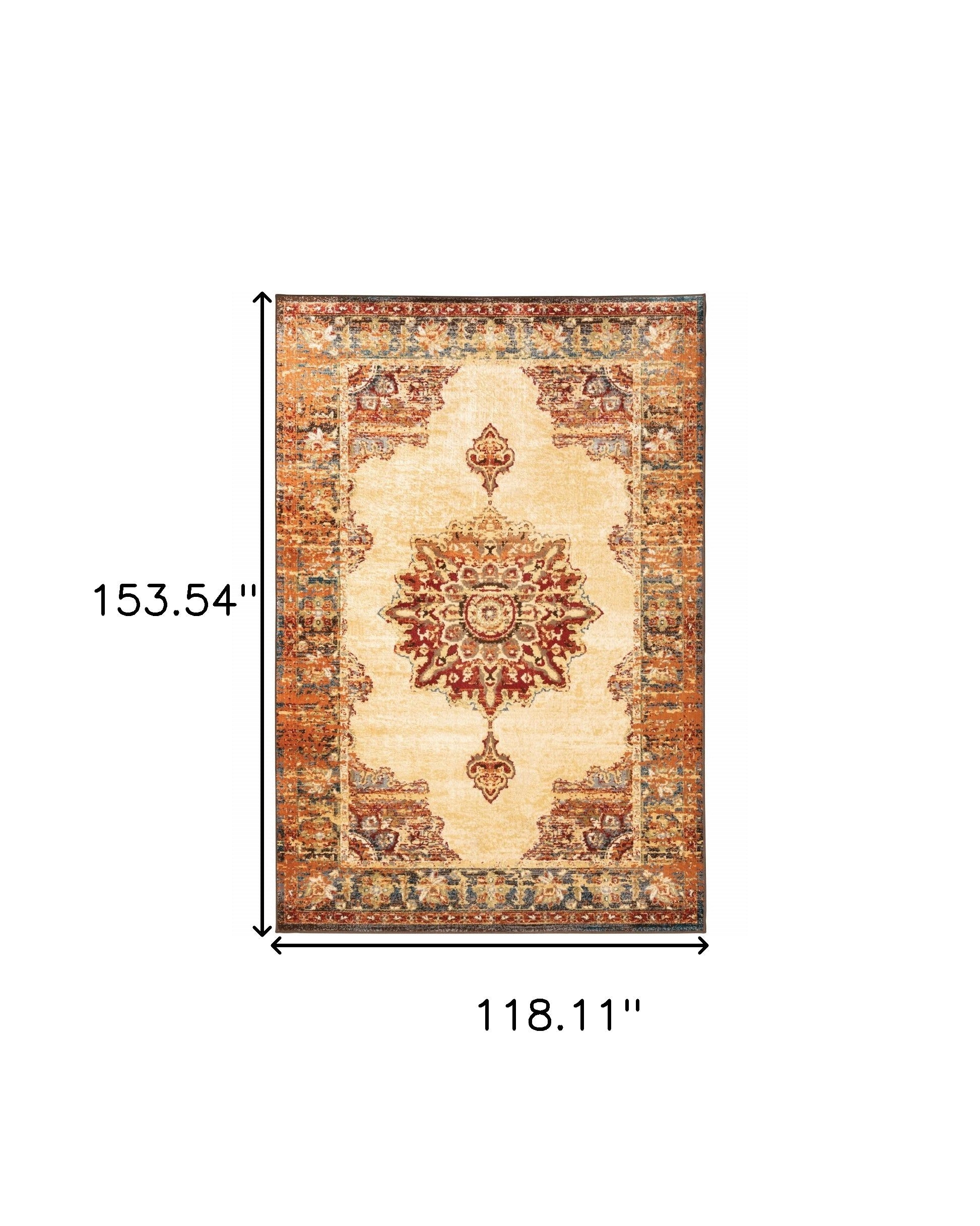 2’ X 8’ Gold And Orage Floral Medallionrunner Rug