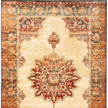2’ X 8’ Gold And Orage Floral Medallionrunner Rug