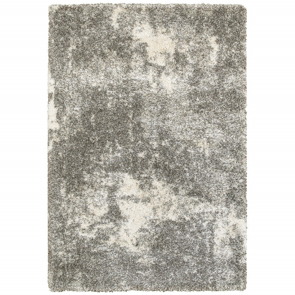 2’ X 3’ Gray And Ivory Distressed Abstract Scatter Rug