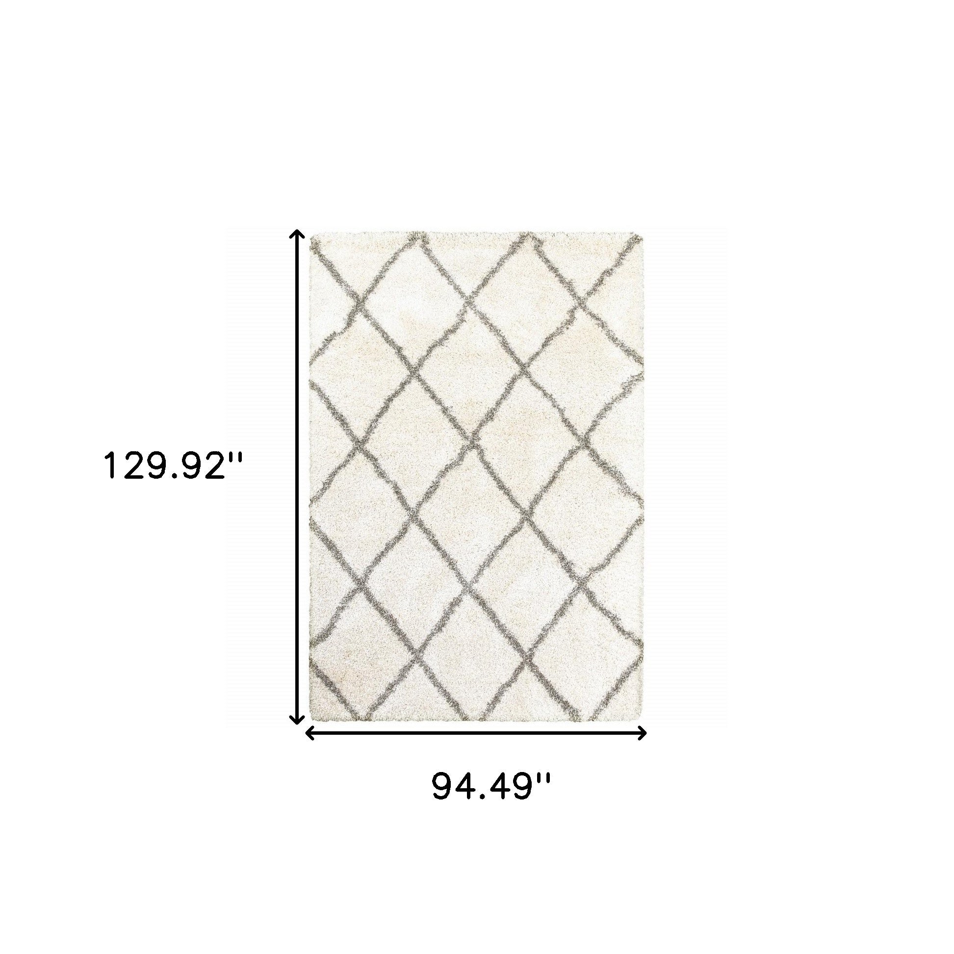 2’ X 3’ Ivory And Gray Geometric Lattice Scatter Rug