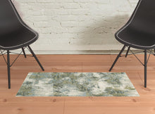 2’ X 3’ Blue And Sage Distressed Waves Indoor Scatter Rug