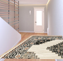 Abstract Ivory And Gray Geometric Indoor Runner Rug - 2’ x 8’