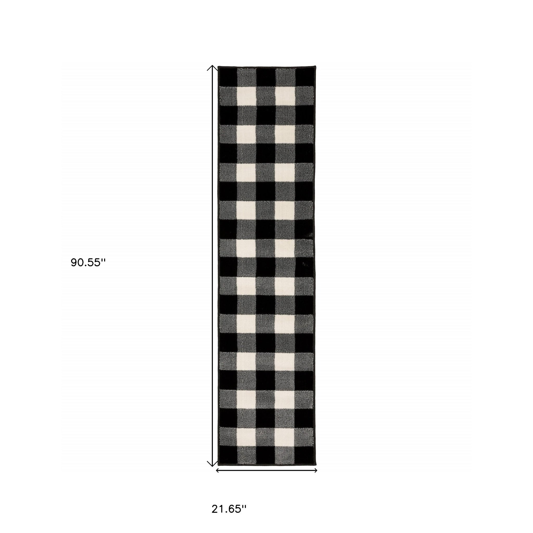 2’ X 8’ Monochromatic Gingham Pattern Indoor Runner Rug