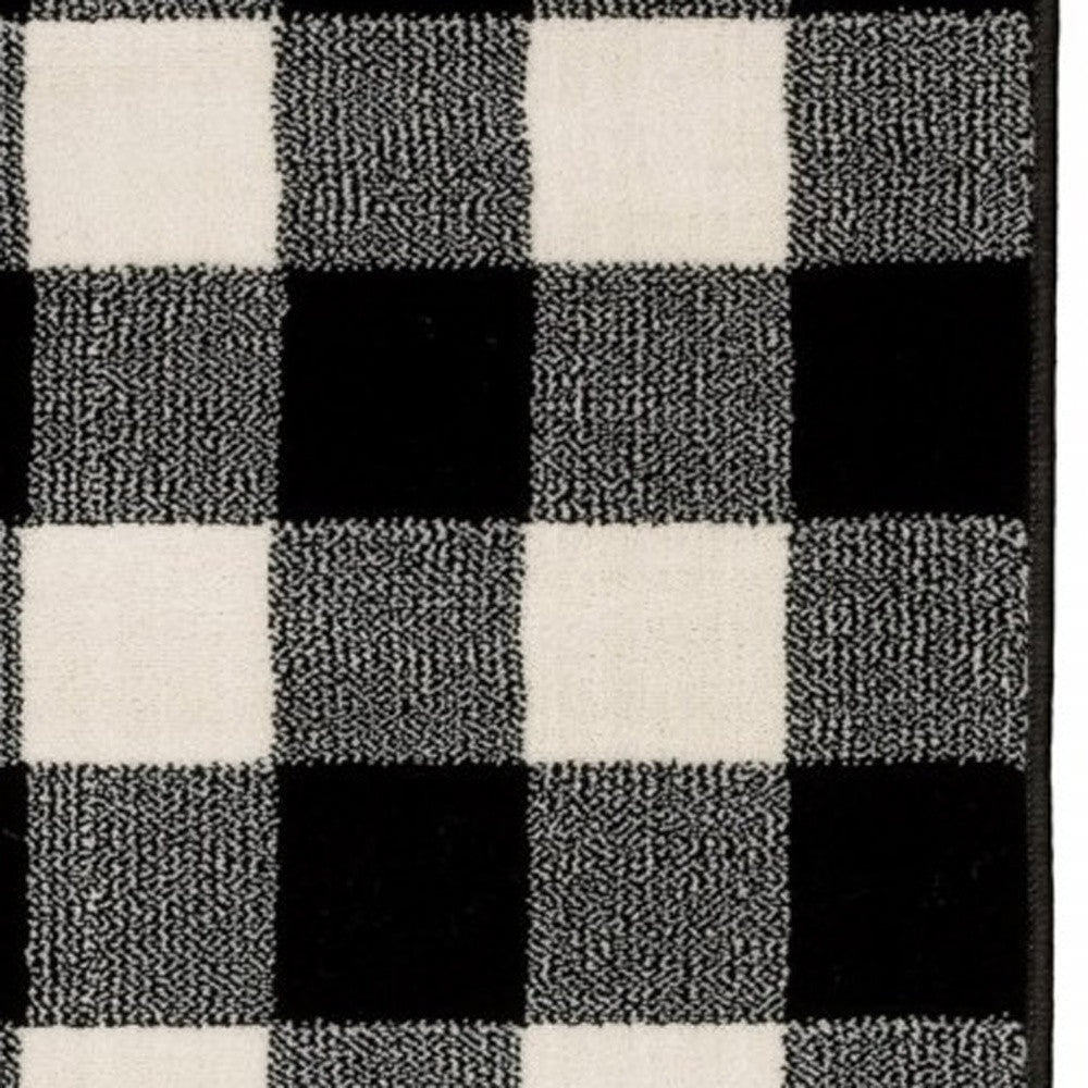 2’ X 8’ Monochromatic Gingham Pattern Indoor Runner Rug