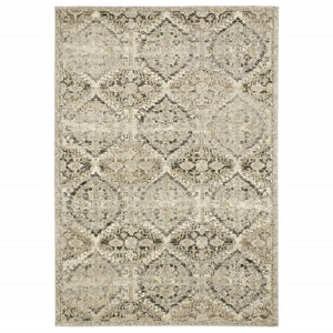 2’ X 8’ Ivory And Gray Floral Trellis Indoor Runner Rug