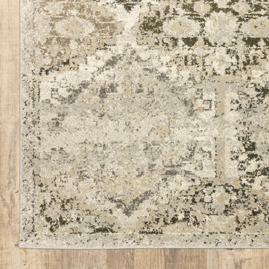 2’ X 8’ Ivory And Gray Floral Trellis Indoor Runner Rug