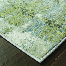 2’ X 3’ Blue And Sage Distressed Waves Indoor Scatter Rug
