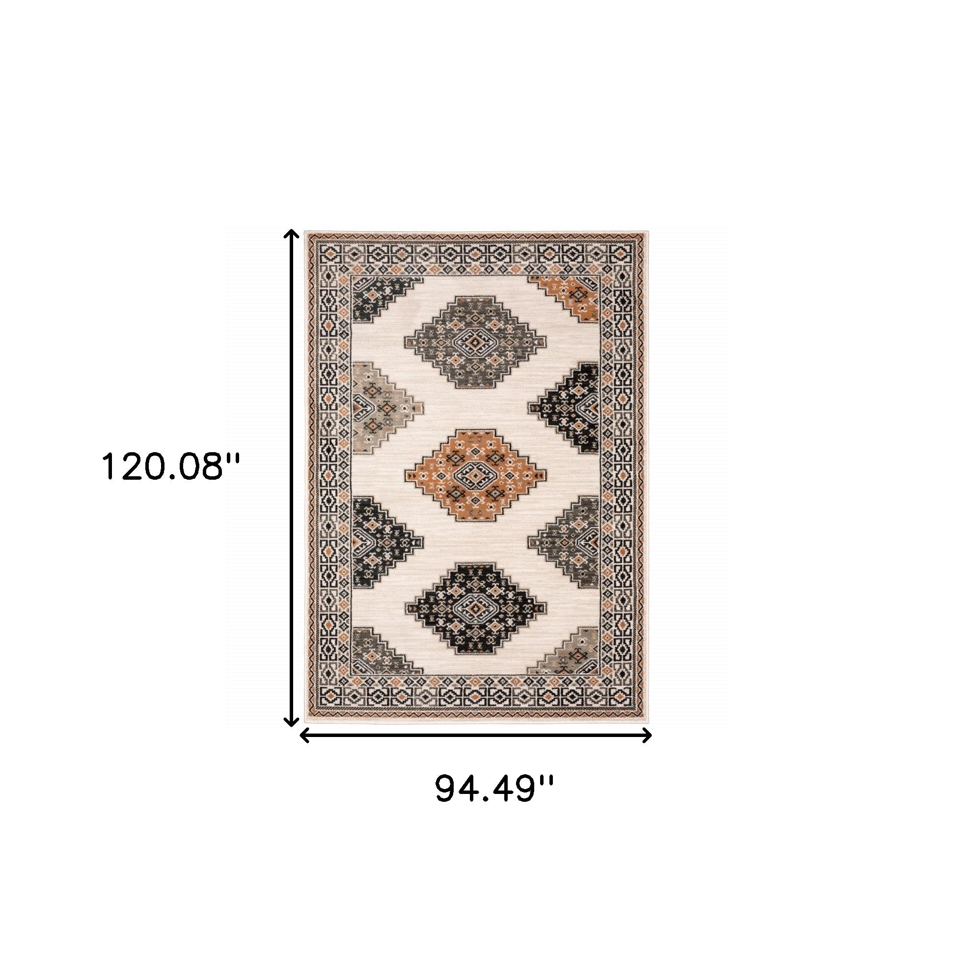 Abstract Ivory And Gray Geometric Indoor Runner Rug - 2’ x 8’