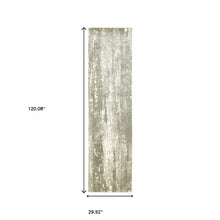 3’ X 10’ Gray And Ivory Abstract Splash Indoor Runner Rug