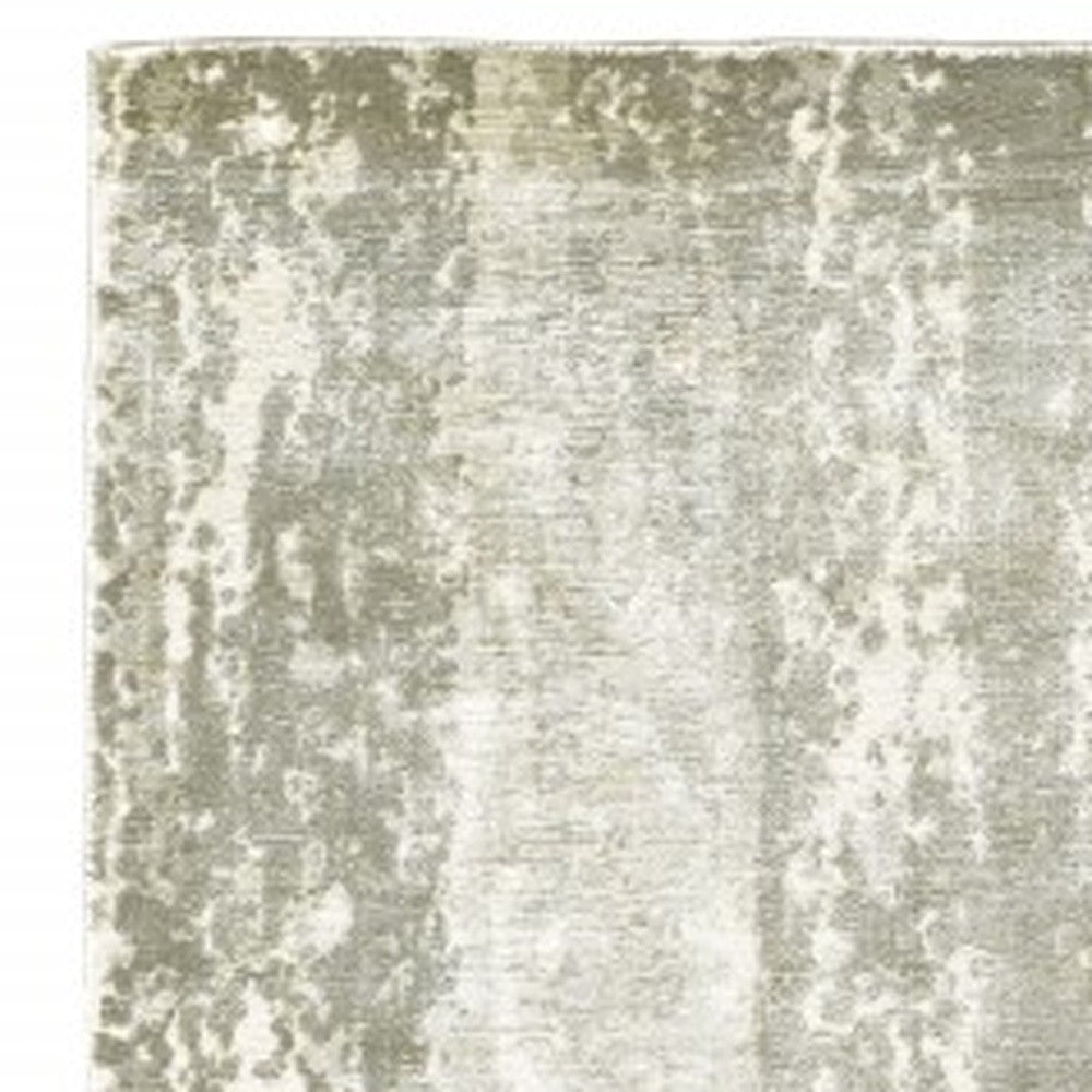 3’ X 10’ Gray And Ivory Abstract Splash Indoor Runner Rug