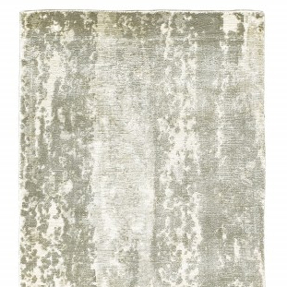 3’ X 10’ Gray And Ivory Abstract Splash Indoor Runner Rug