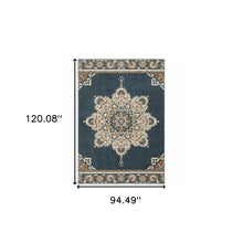 2’ X 7’ Blue And Beige Floral Medallion Indoor Runner Rug
