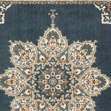 2’ X 7’ Blue And Beige Floral Medallion Indoor Runner Rug