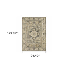 Beige And Gray Traditional Medallion Indoor Runner Rug - 2’ x 8’