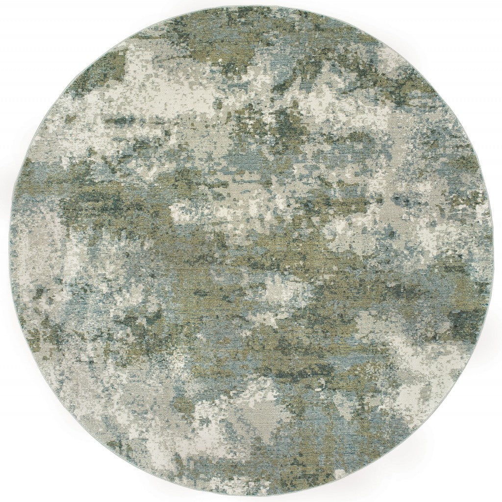 2’ X 3’ Blue And Sage Distressed Waves Indoor Scatter Rug