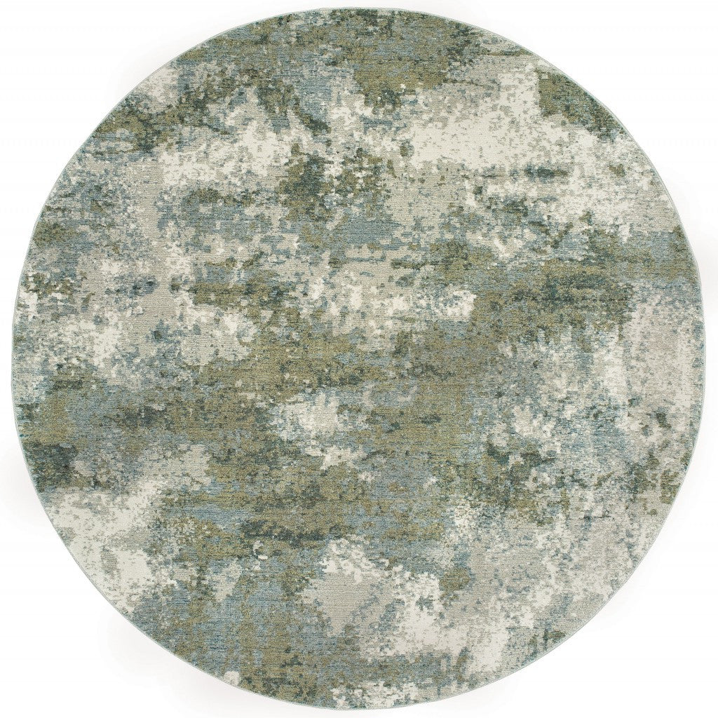 2’ X 3’ Blue And Sage Distressed Waves Indoor Scatter Rug
