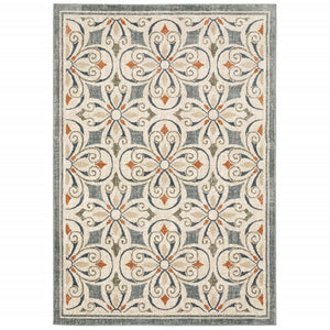 10’ X 13’ Gray And Beige Medallion Indoor Area Rug