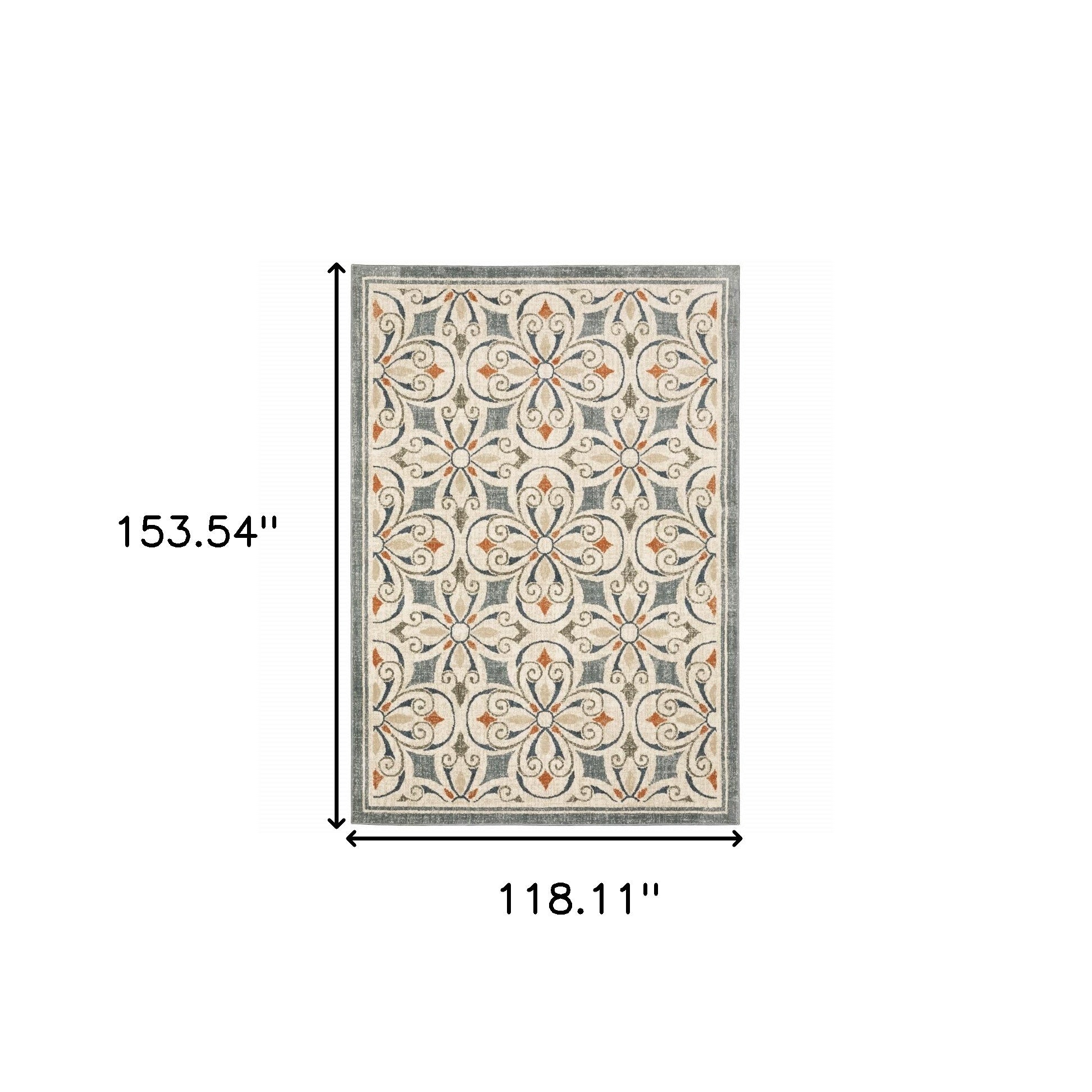 10’ X 13’ Gray And Beige Medallion Indoor Area Rug