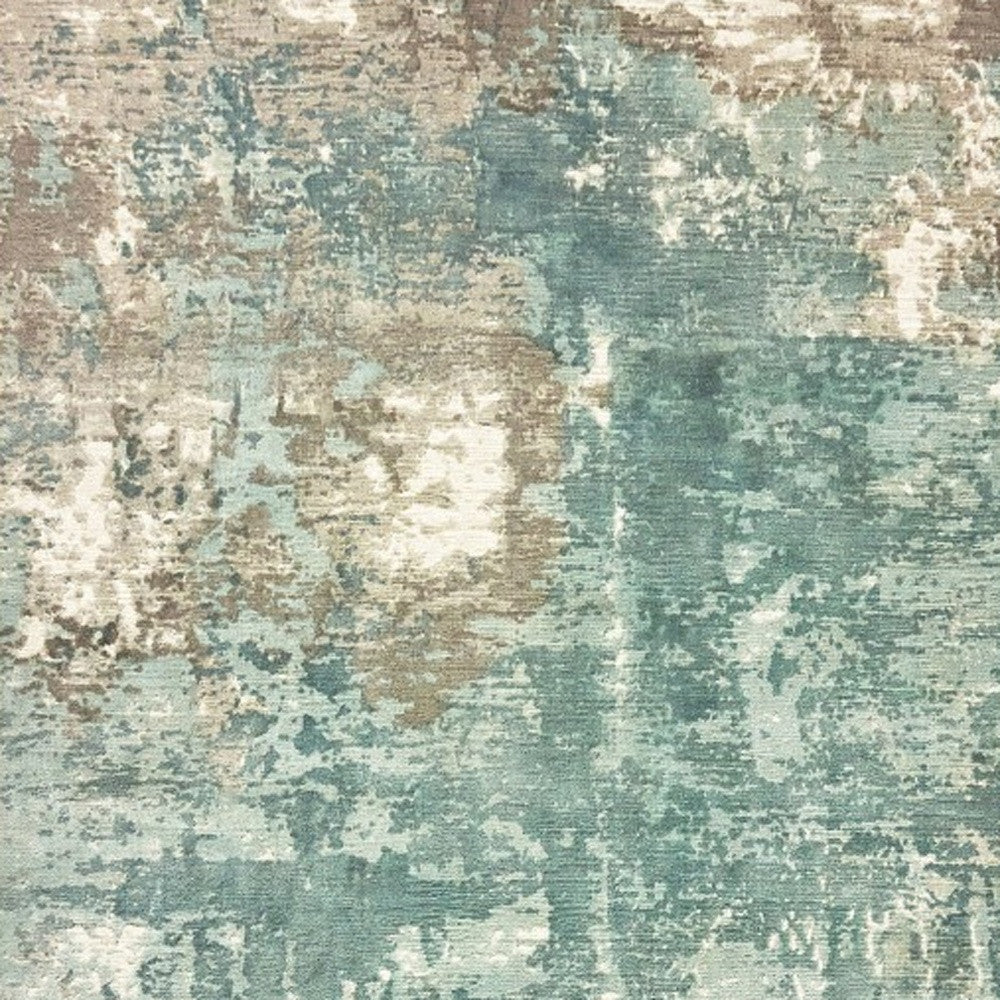 3’ X 10’ Blue And Gray Abstract Pattern Indoor Runner Rug