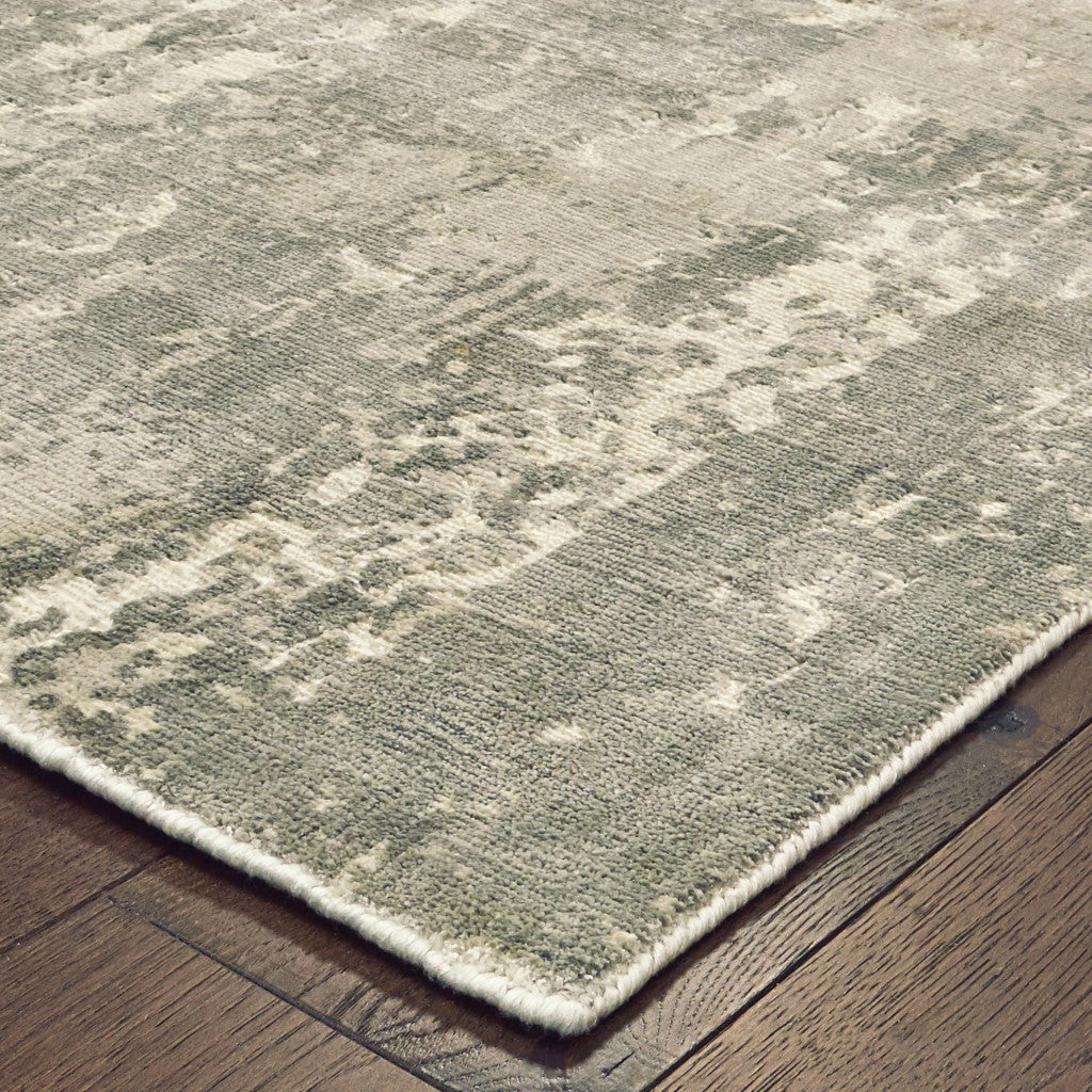 3’ X 10’ Gray And Ivory Abstract Splash Indoor Runner Rug