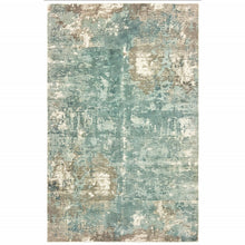 3’ X 10’ Blue And Gray Abstract Pattern Indoor Runner Rug