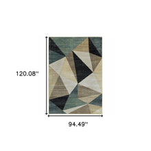 2’ X 8’ Gray And Teal Geometrics Indoor Runner Rug