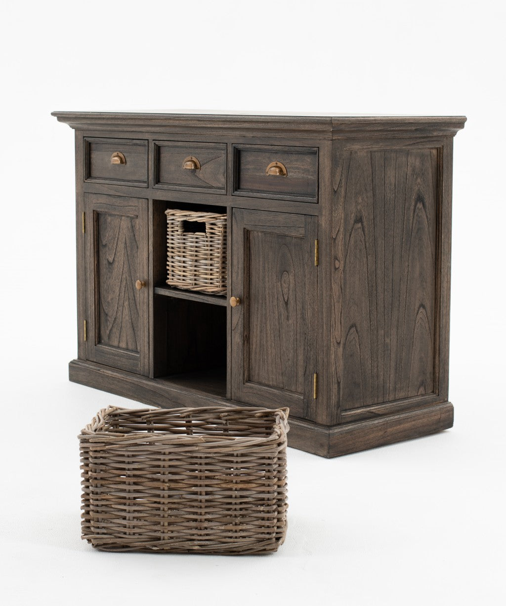 Modern Farmhouse Espresso Wash Large Accent Cabinet With Baskets