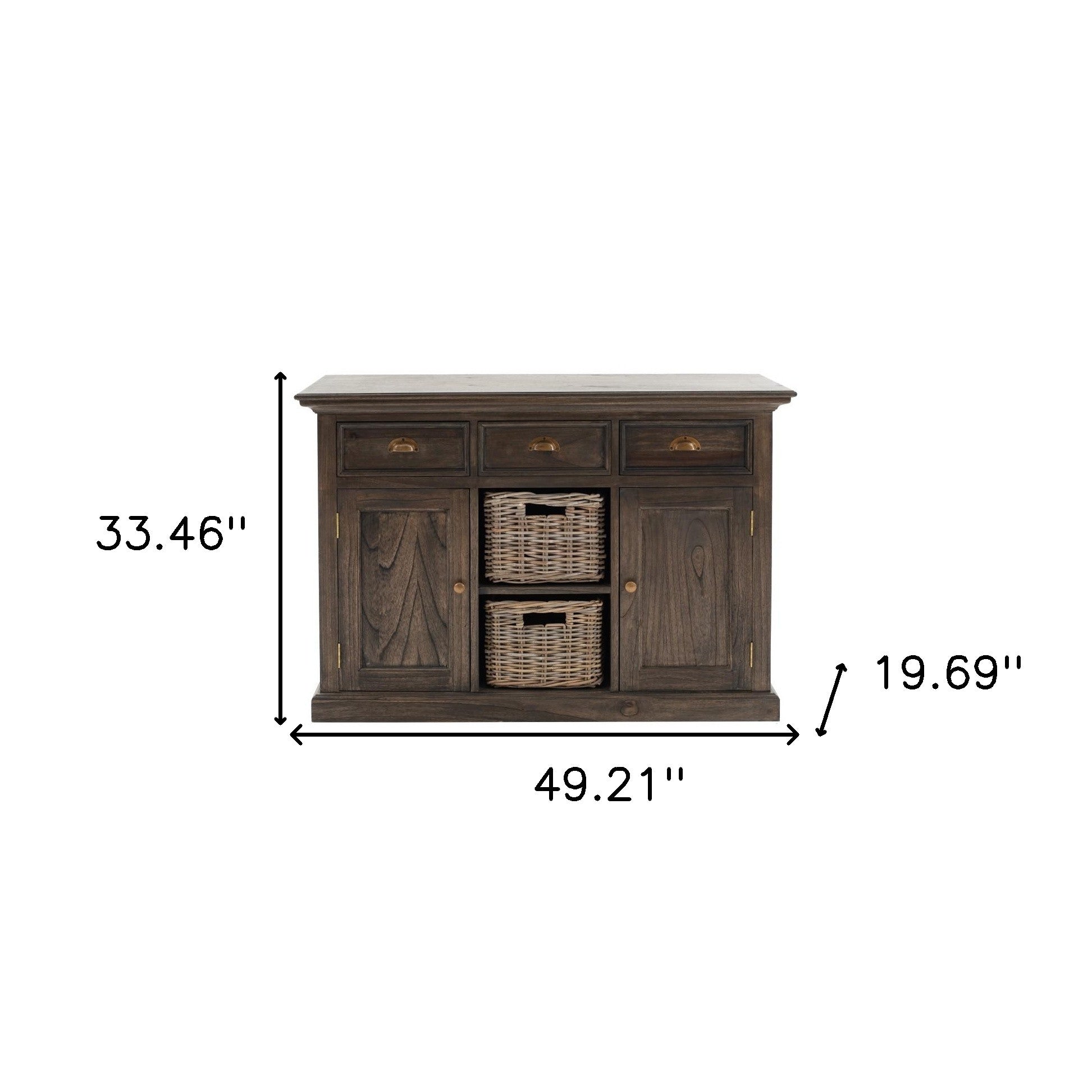 Modern Farmhouse Espresso Wash Large Accent Cabinet With Baskets