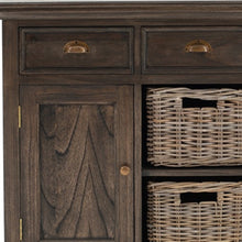 Modern Farmhouse Espresso Wash Large Accent Cabinet With Baskets