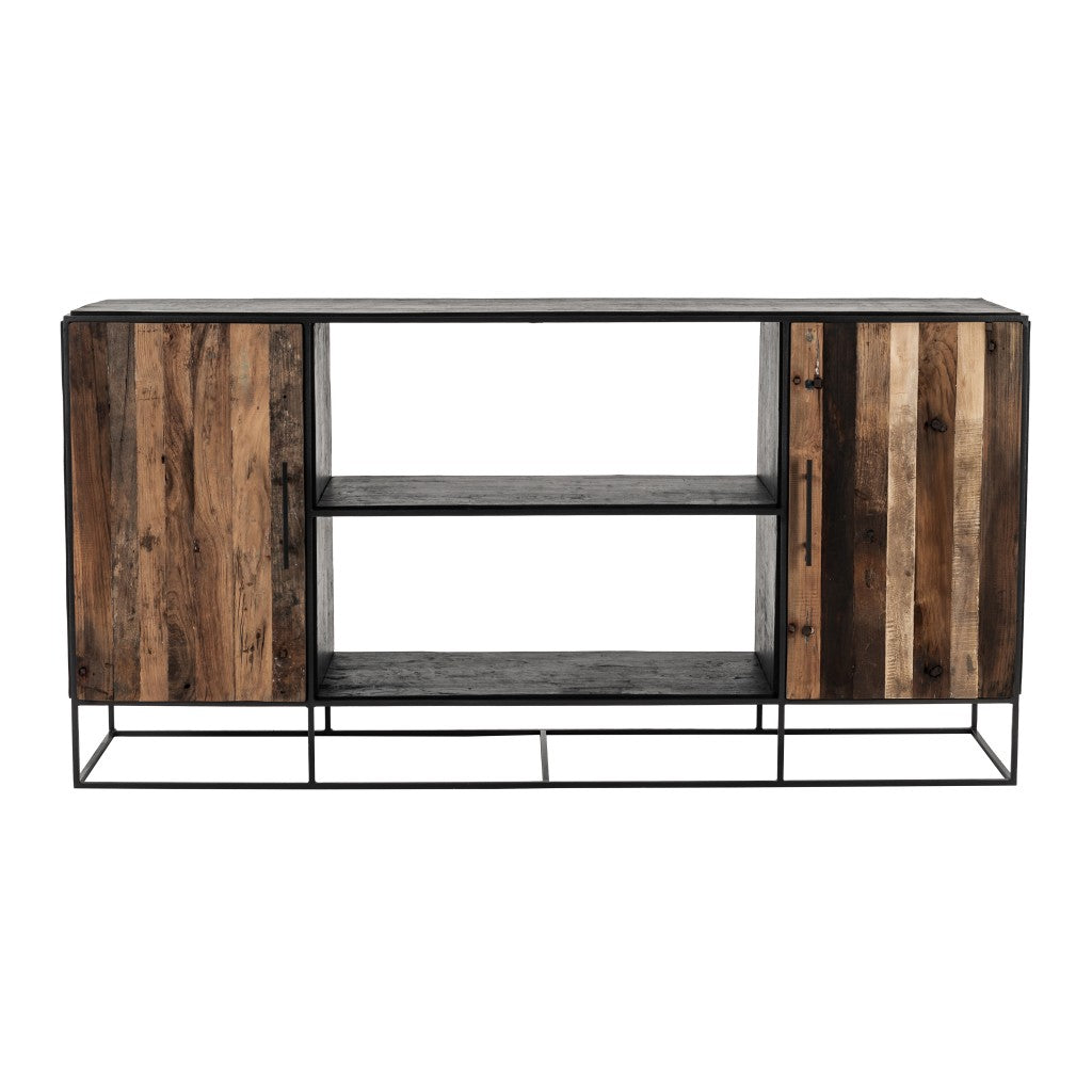 Modern Rustic Black And Natural Media Center Tv Stand