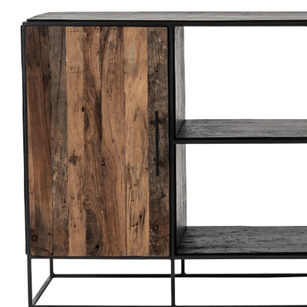 Modern Rustic Black And Natural Media Center Tv Stand