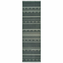 8' Black Ivory Machine Woven Geometric Indoor Runner Rug