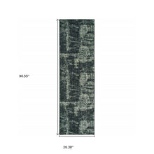 8' Black Ivory Machine Woven Abstract Indoor Runner Rug