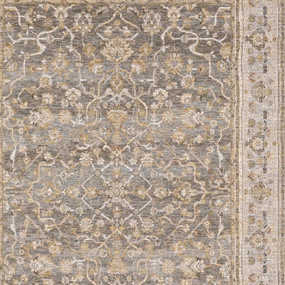 Beige Grey Machine Woven Oriental Indoor Arean Rug - 5' x 8'