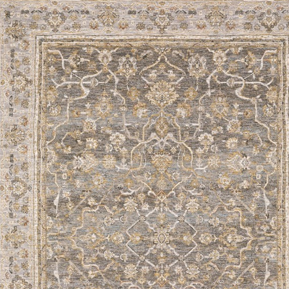 Beige Grey Machine Woven Oriental Indoor Arean Rug - 5' x 8'