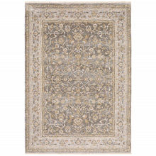 Beige Grey Machine Woven Oriental Indoor Arean Rug - 5' x 8'