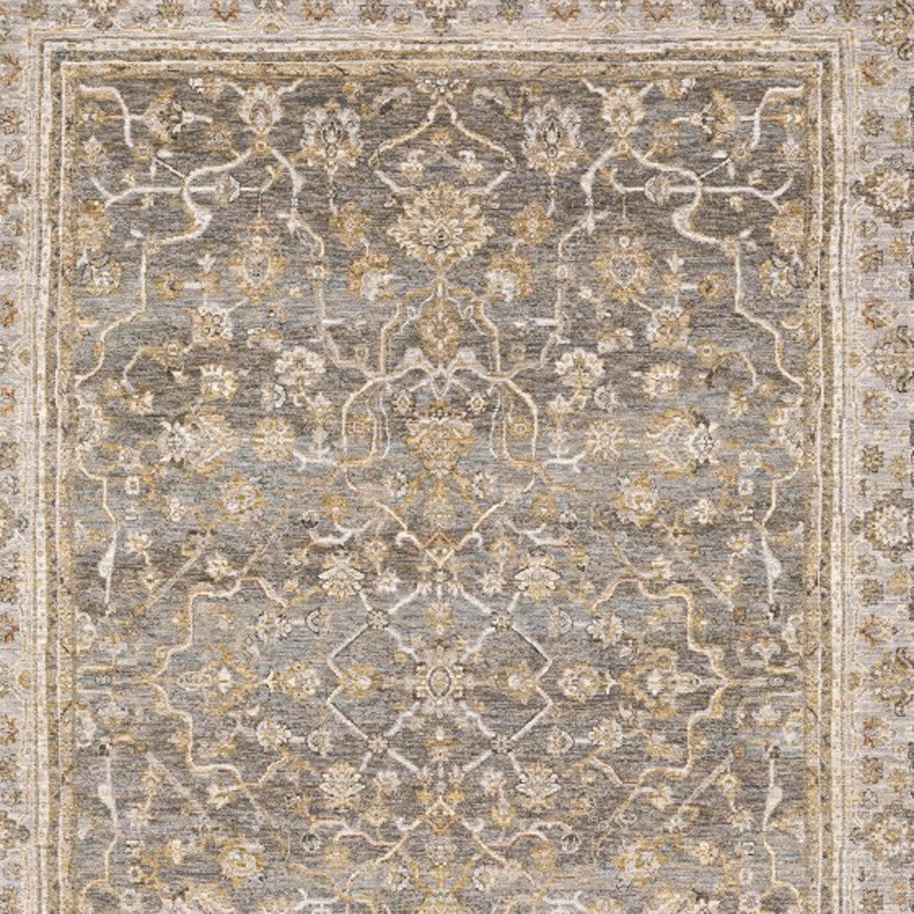 Beige Grey Machine Woven Oriental Indoor Arean Rug - 5' x 8'