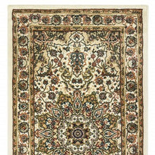 8' Ivory Beige Machine Woven Oriental Indoor Runner Rug