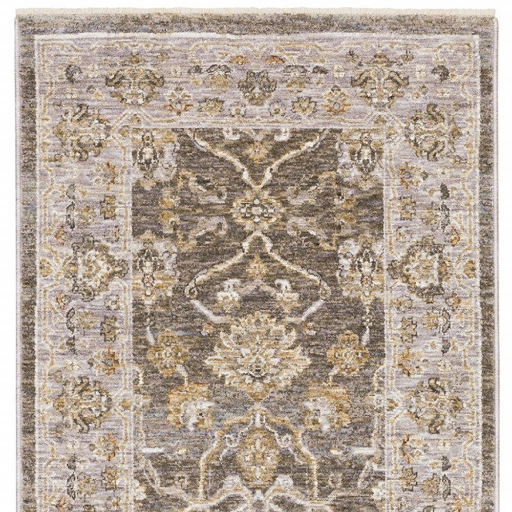 Beige Grey Machine Woven Oriental Indoor Arean Rug - 5' x 8'