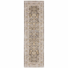 Beige Grey Machine Woven Oriental Indoor Arean Rug - 5' x 8'
