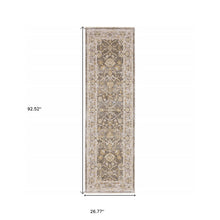 Beige Grey Machine Woven Oriental Indoor Arean Rug - 5' x 8'
