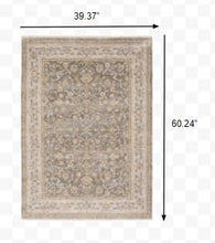 Beige Grey Machine Woven Oriental Indoor Arean Rug - 5' x 8'