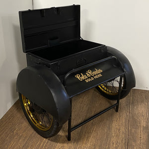 Black Old Time Delivery Box Table With Storage