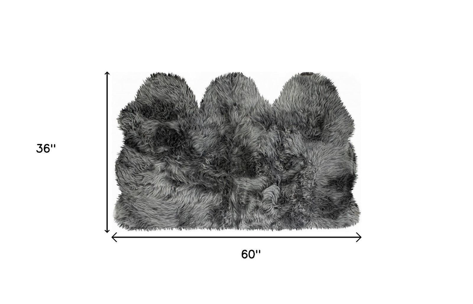 3' X 5' Gray Natural Sheepskin Area Rug