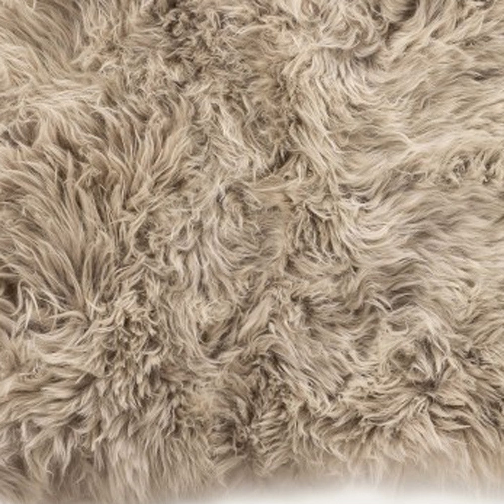 2' X 5' Taupe Natural Rectangular Sheepskin Area Rug