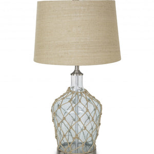 28" Silver Metal Standard Table Lamp With Beige Shade