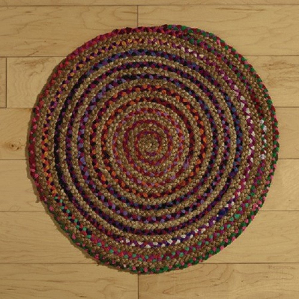 Rainbow Colors Jute Rag Braided Scatter Rug - 2' x 3'