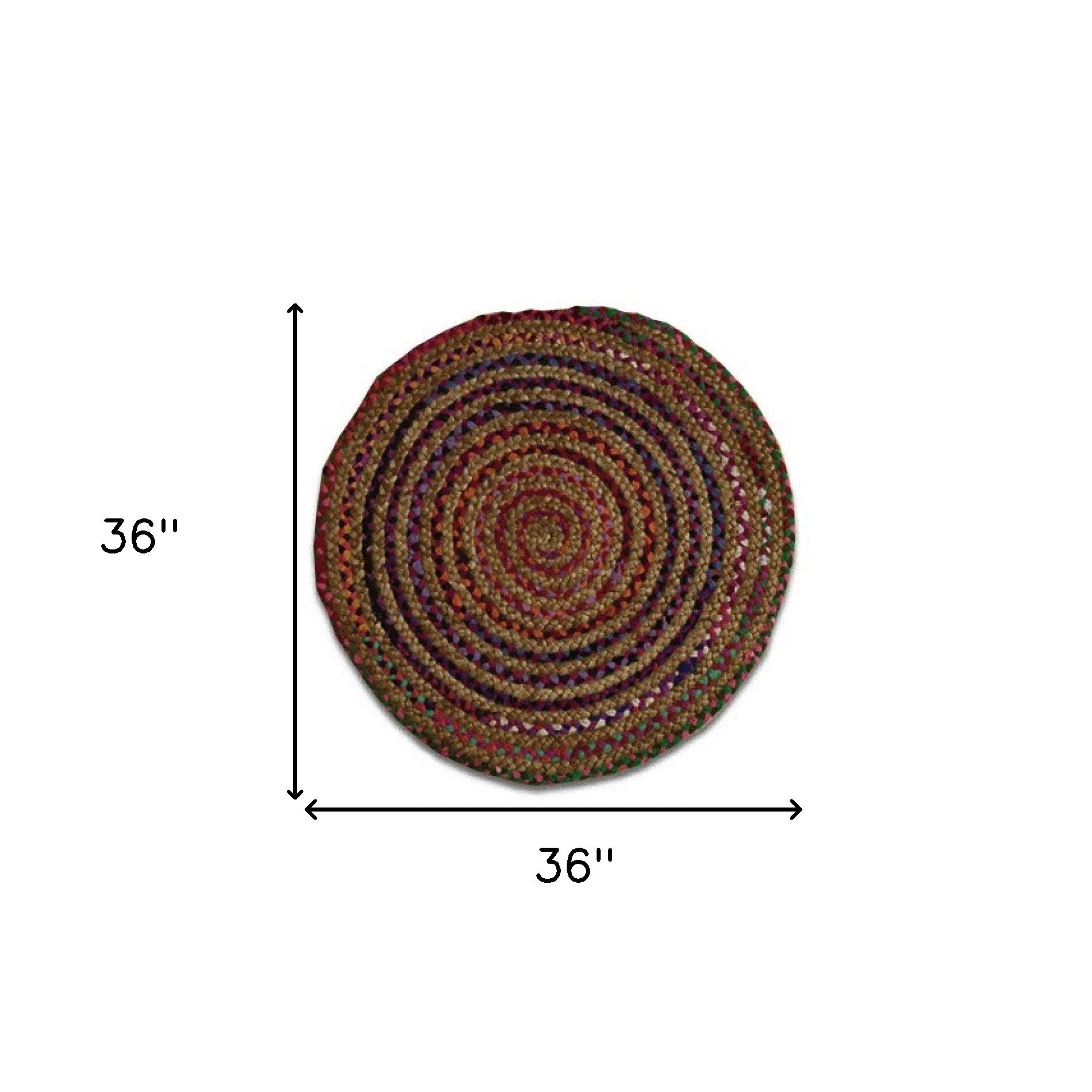 Rainbow Colors Jute Rag Braided Scatter Rug - 2' x 3'